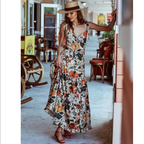 Atelier Columbia Dresses & Skirts - Atelier 1756 Moro Cotton Floral-Print Cottagecore Maxi  L